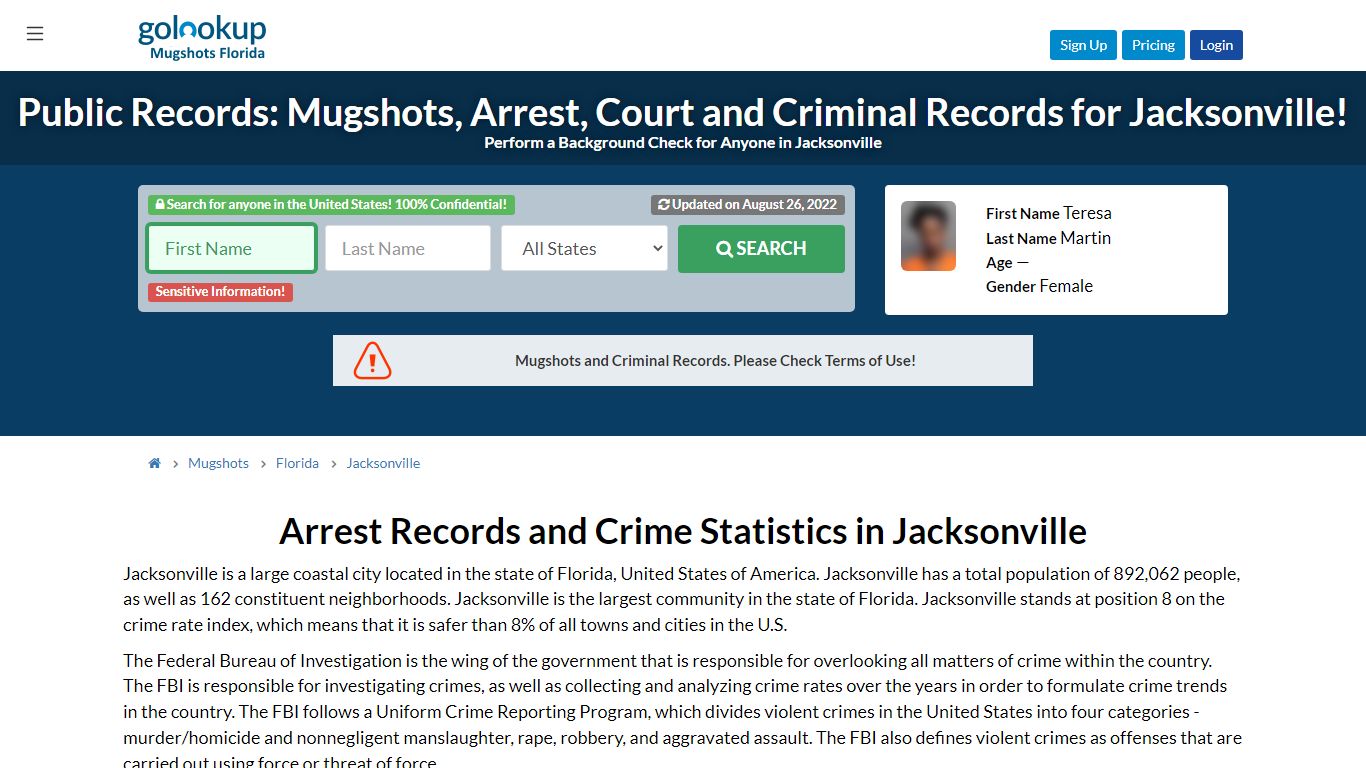 Mugshots Jacksonville, Arrest Records Jacksonville - GoLookUp